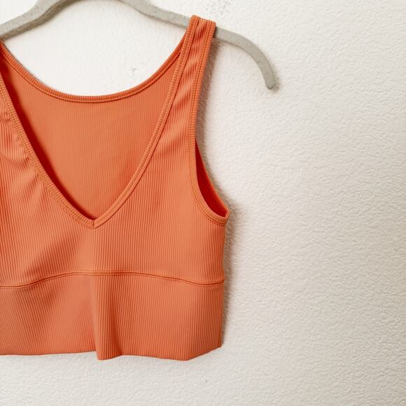 [Lululemon] Golden Apricot Power Pivot Ribbed Cropped Tank Top Reversible Size 4 - Picture 9 of 11